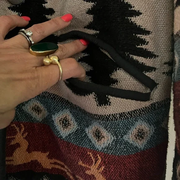 SOLD💔VTG 90s Southwestern Hand Made Woven Boho Navajo Cowgirl Hippie Blanket - Picture 2 of 9